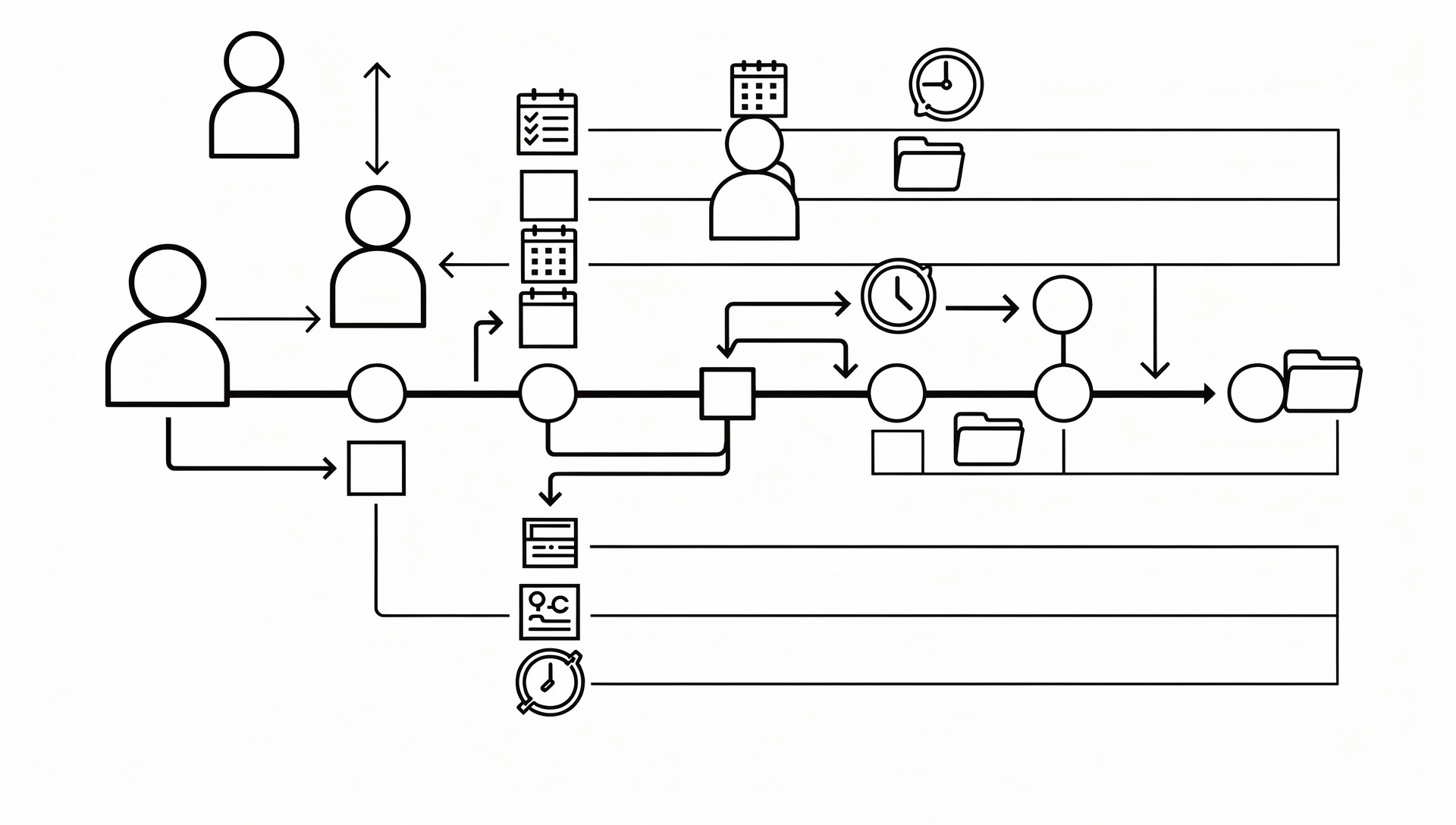 Process management workflow diagram illustration
